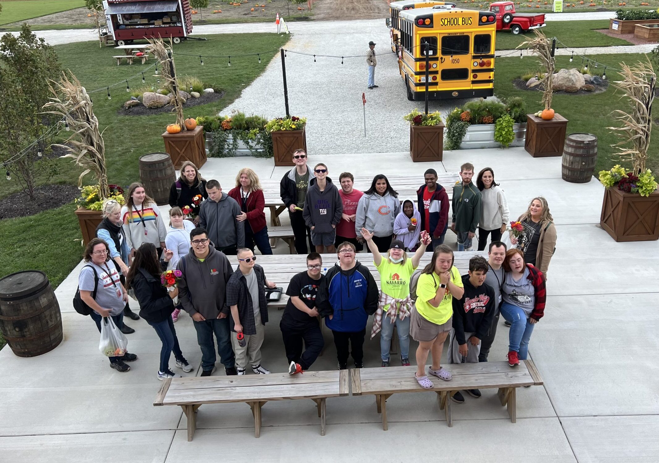 A group of students visiting Navarro Farm.